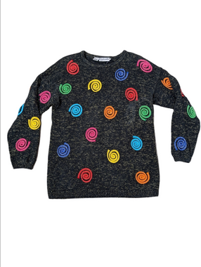 Rafaella Women's Vintage Multicolored Swirl Patterned Sweater Gold Speckle Small